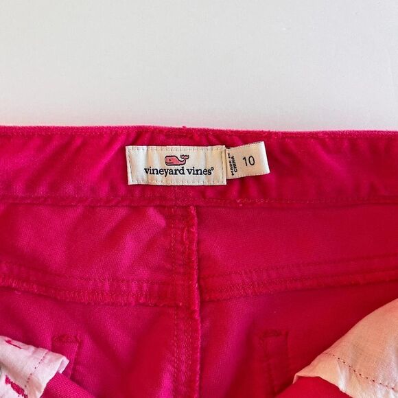 NWOT Vineyard Vines Hot Pink Velvet Pants with Navy Embroidered Whales Size 10 - Picture 3 of 10